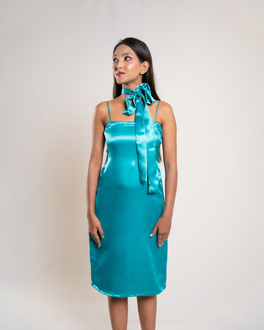 Aqua Green Satin Dress