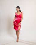 Pink Tie-up Satin Dress