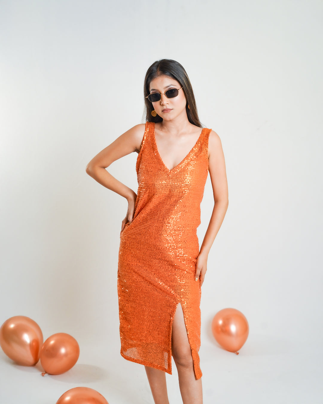Orange Sequin Dress