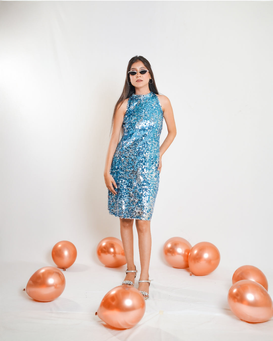 Blue - Silver Sequin Dress