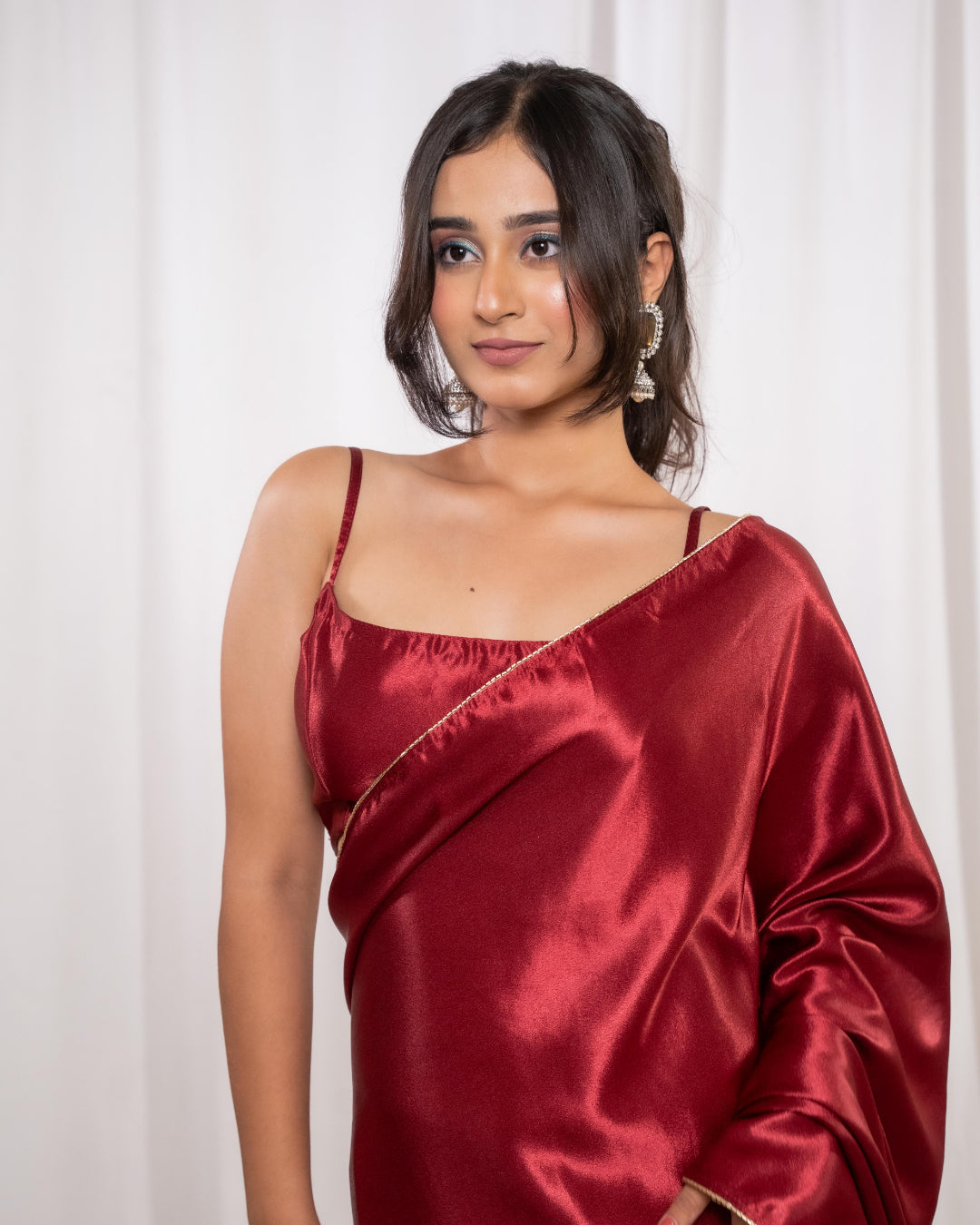 Red Satin Saree