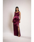 Wine Satin Dress