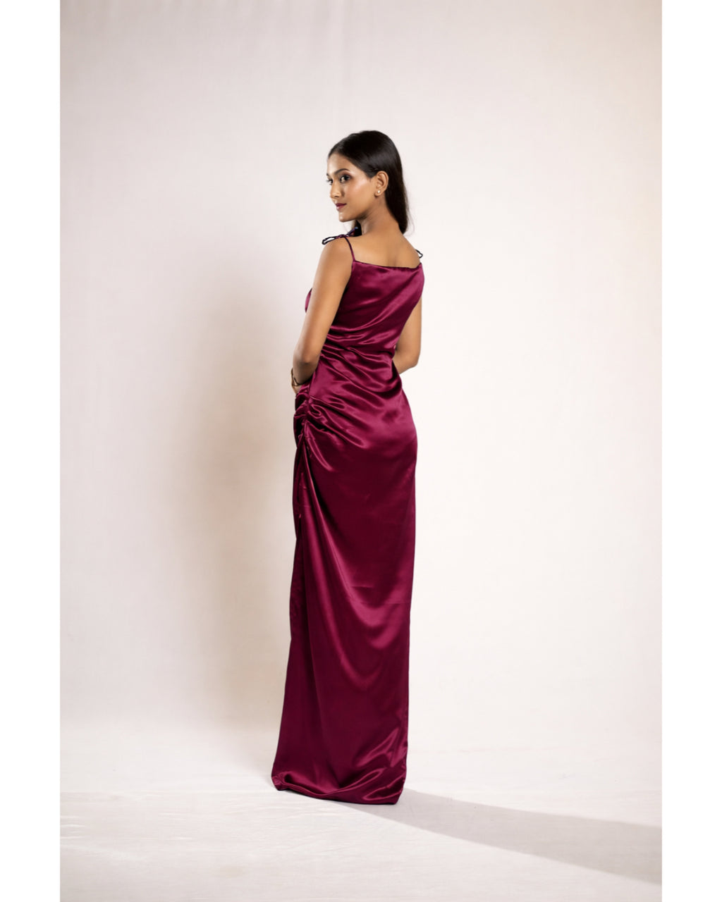 Wine Satin Dress