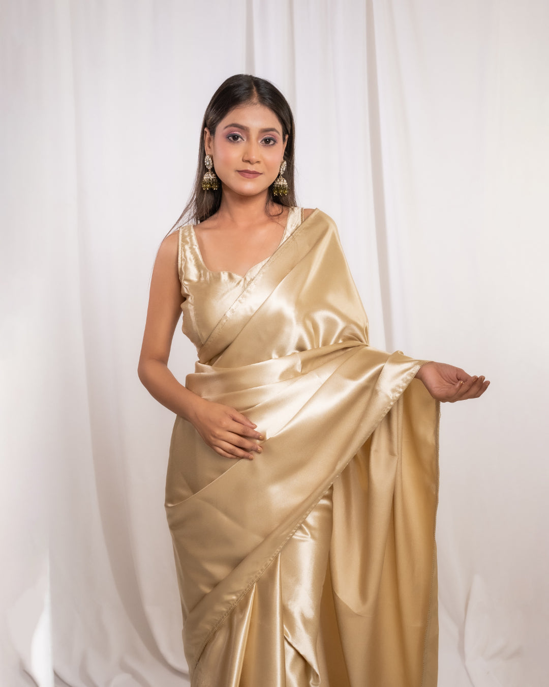 Golden Satin Saree