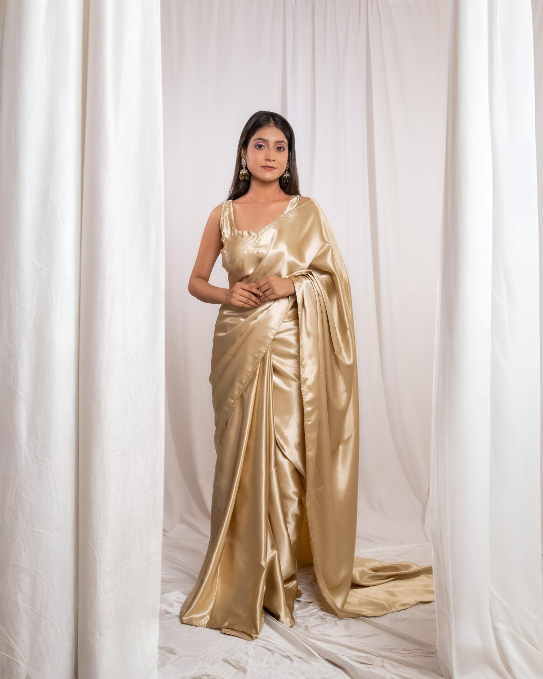 Golden Satin Saree