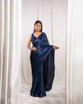 Navy Blue Satin Saree