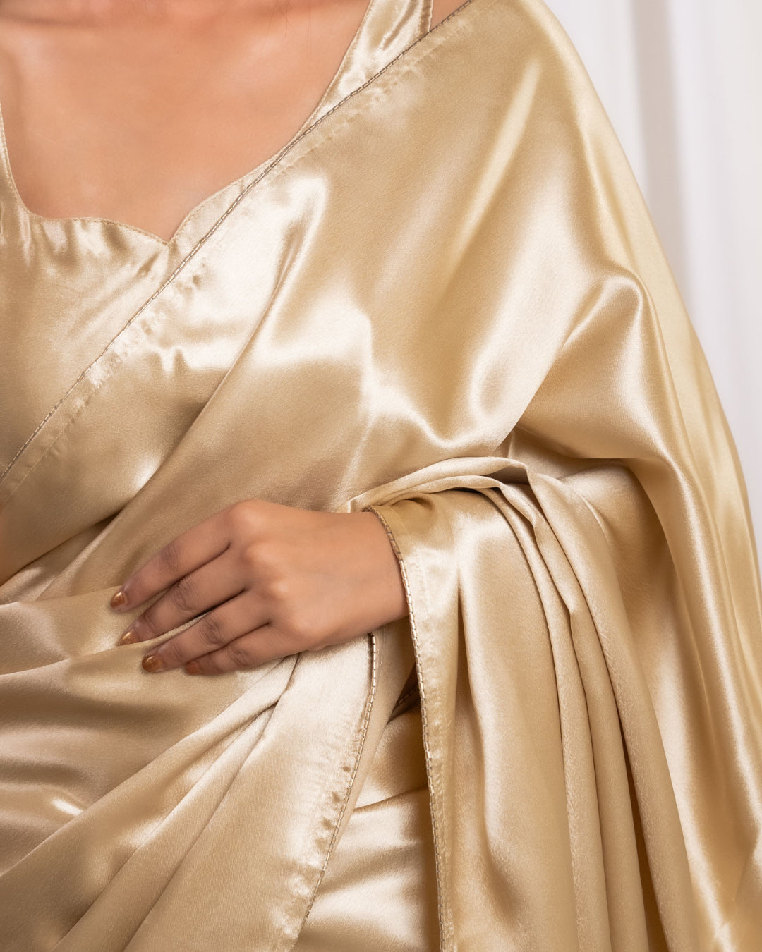 Golden Satin Saree