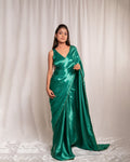Bottle Green Satin Saree