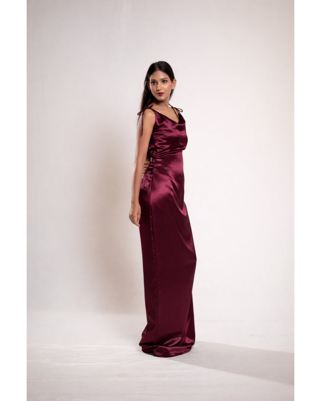 Wine Satin Dress