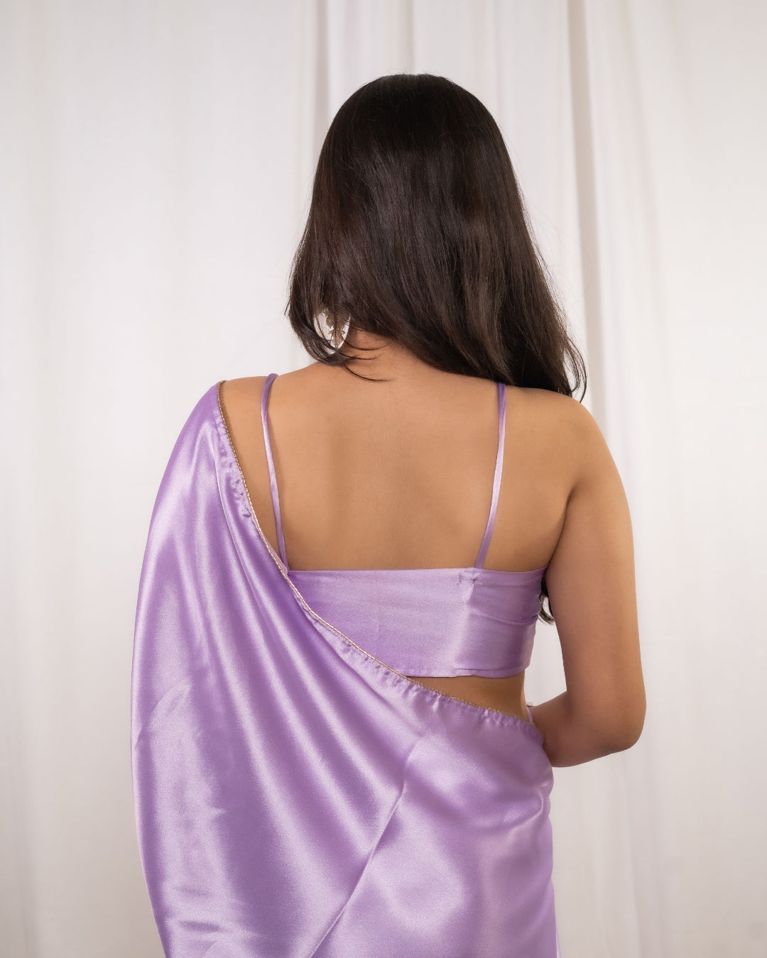 Lavender Satin Saree