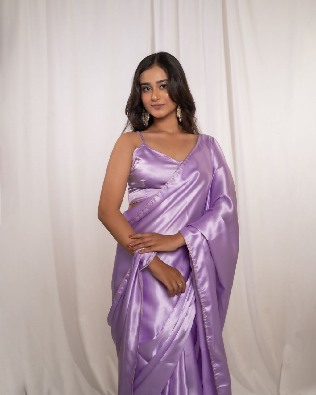 Lavender Satin Saree