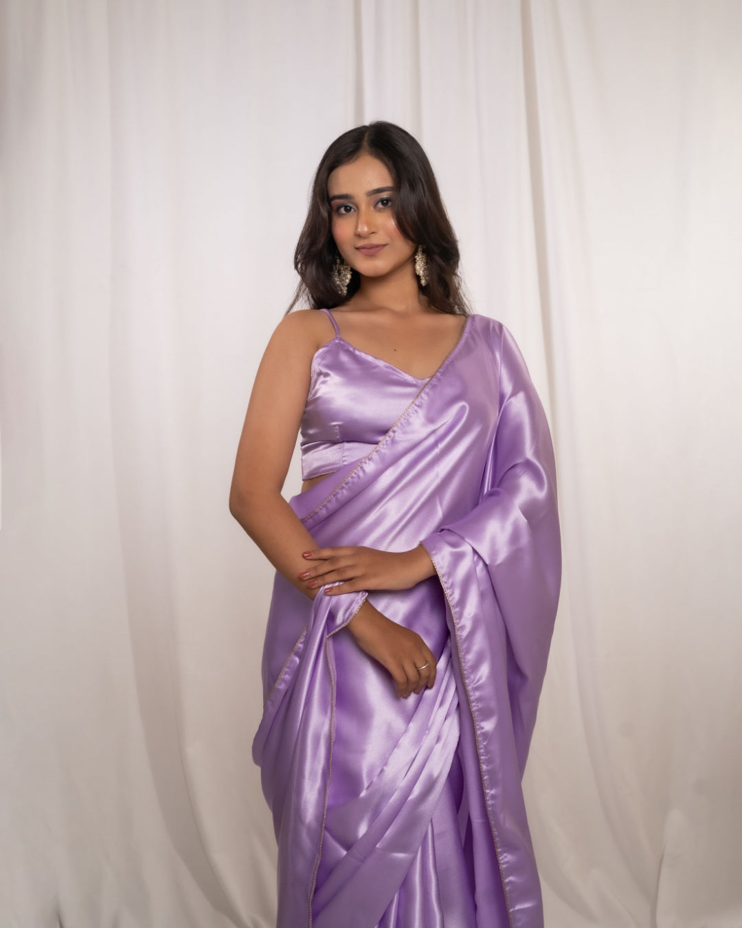 Lavender Satin Saree