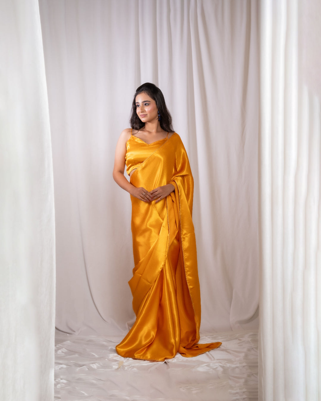 Yellow Satin Saree