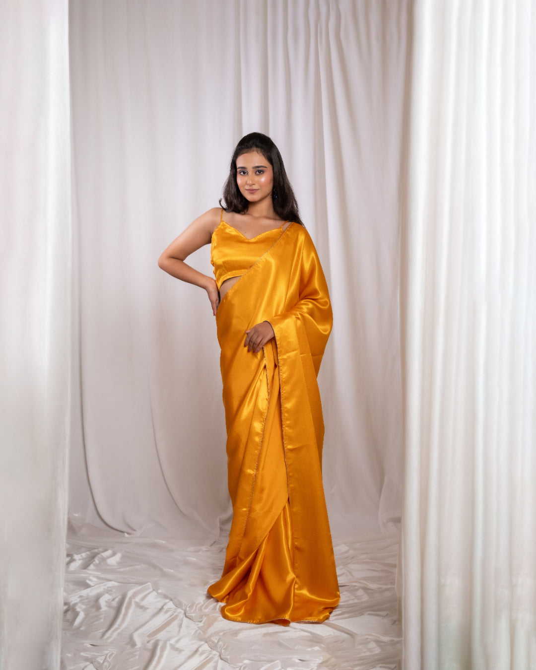 Yellow Satin Saree