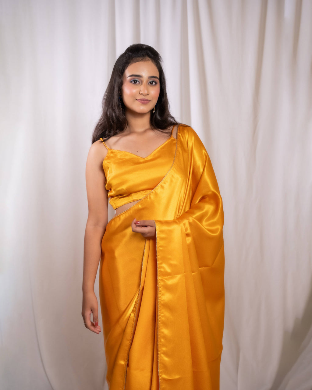 Yellow Satin Saree