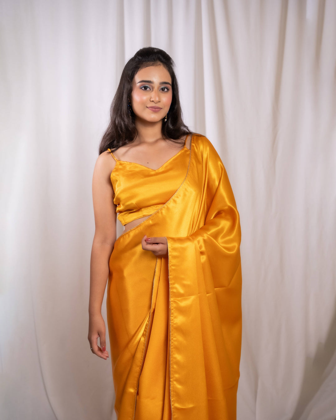 Yellow Satin Saree