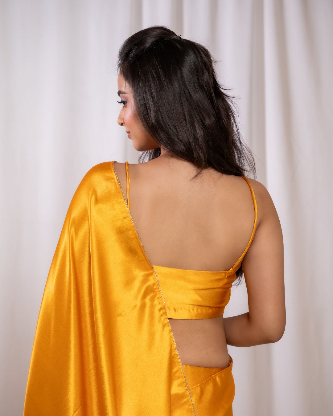 Yellow Satin Saree