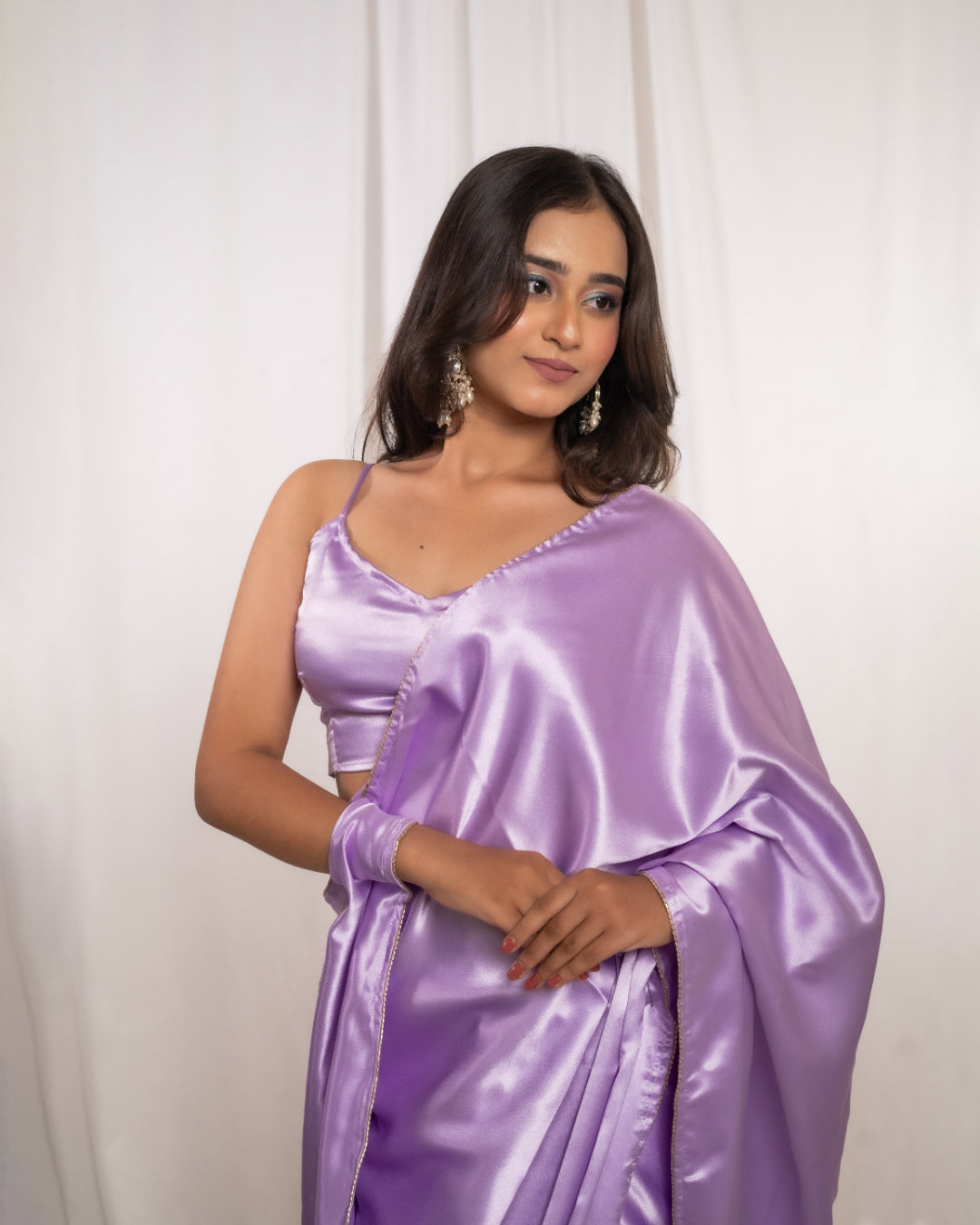 Lavender Satin Saree