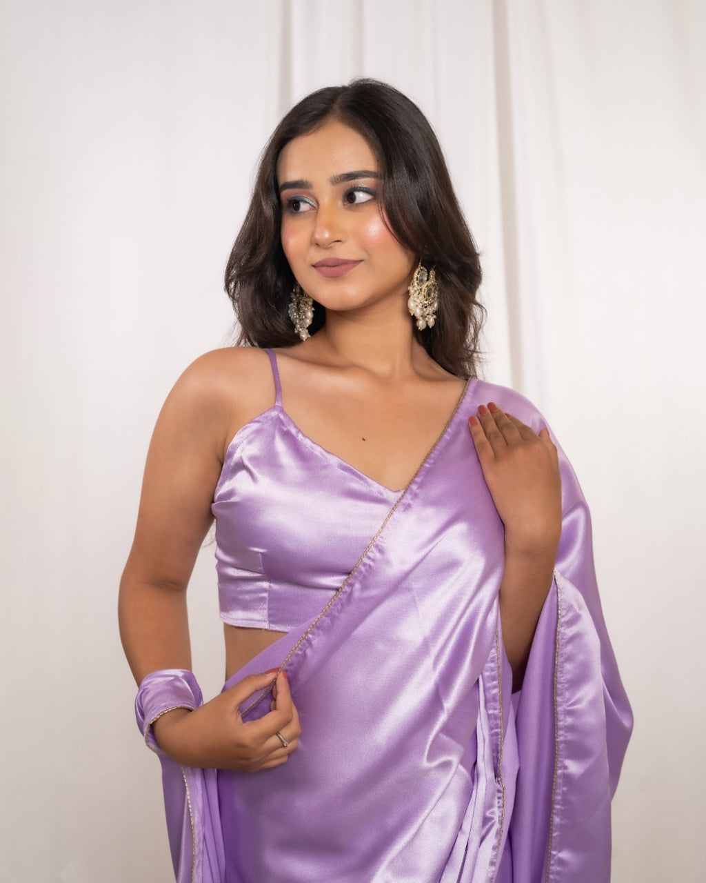 Lavender Satin Saree