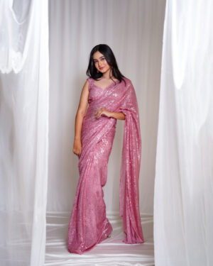 Haute Pink Sparkle Saree