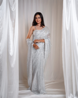 Starlight Silver Sparkle Saree