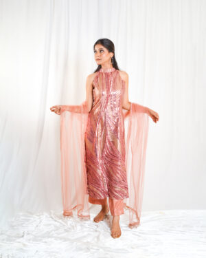 ROSE GOLD ROYALE INDO-WESTERN SET