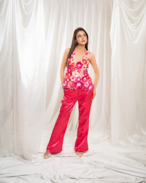 Peachy Petals Indo-Western Set