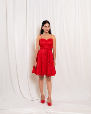 Red Floral Bow Frock